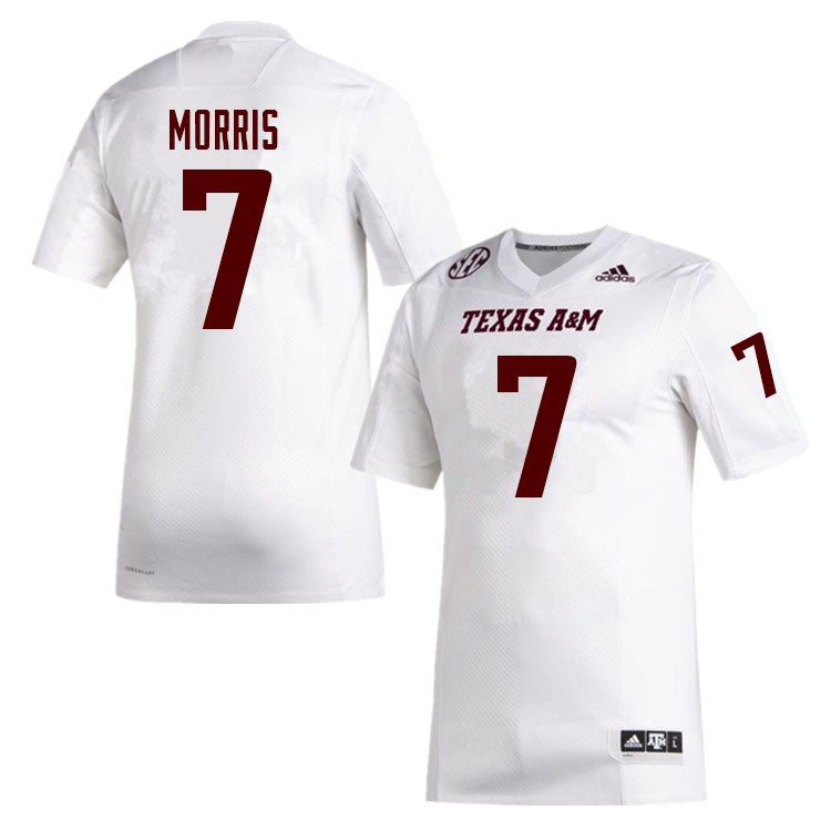Men #7 Devin Morris Texas A&M Aggies College Football Jerseys Sale-White - Click Image to Close